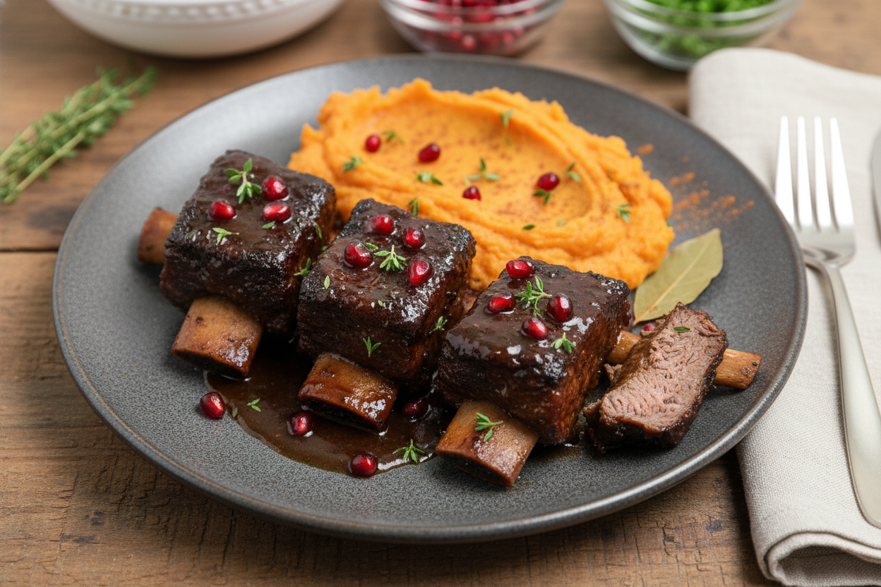 Fork Tender Pomegranate Braised Beef Short Ribs