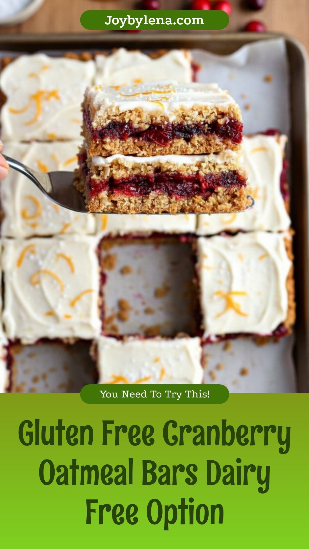 Cranberry Oatmeal Bars {Gluten-Free, Dairy-Free Option}