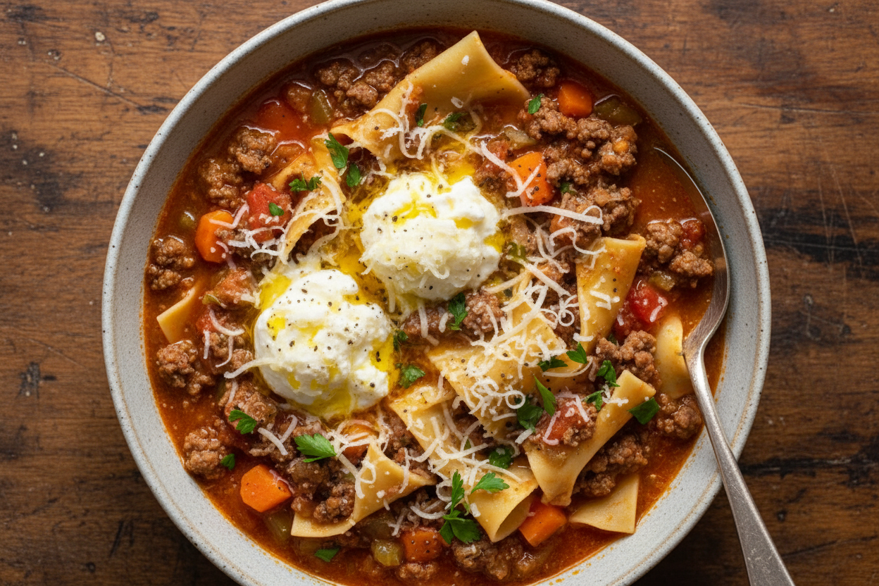 Gluten Free Lasagne Soup with Truffle