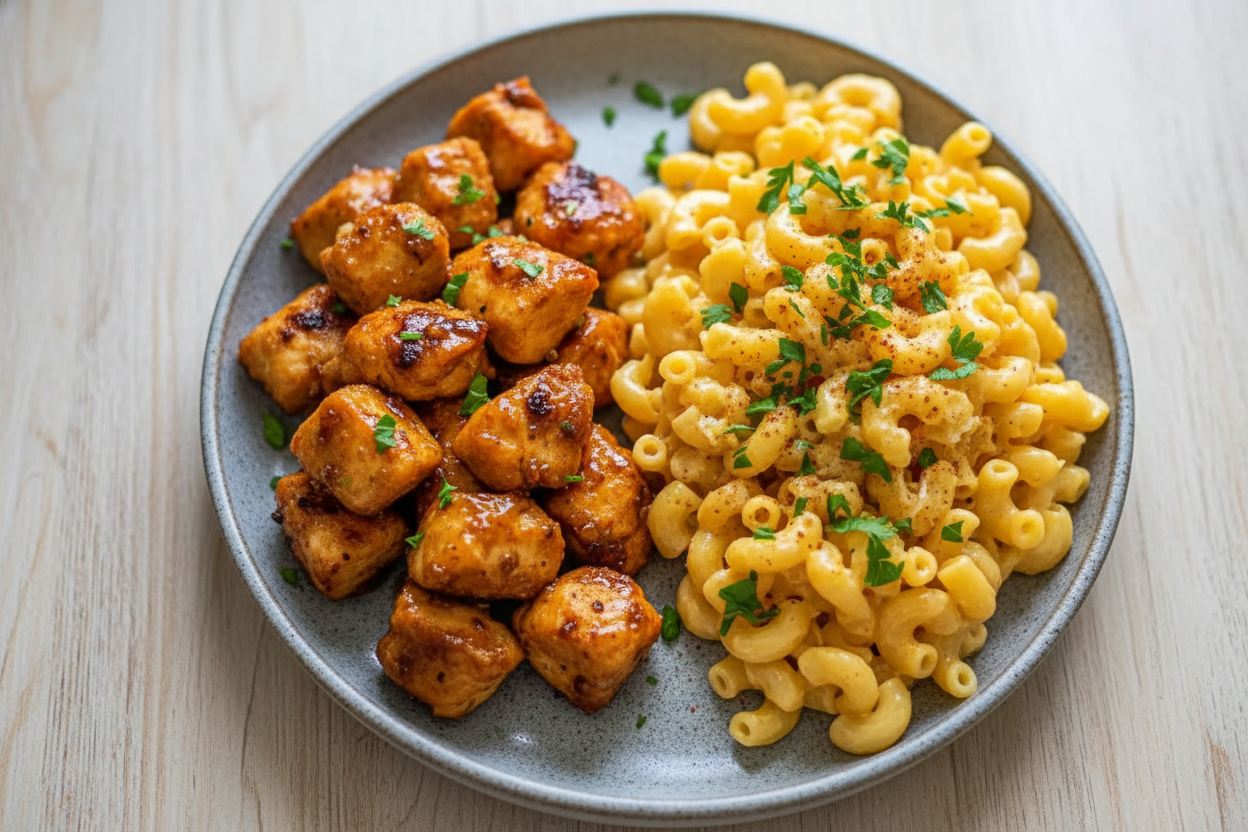 Honey Garlic Butter Chicken with Mac and Cheese