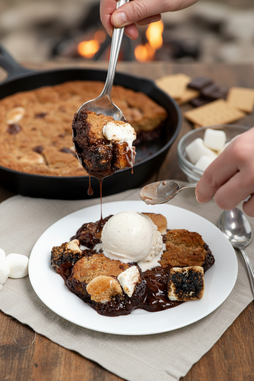 Campfire S’mores Cobbler (No Fire Needed)