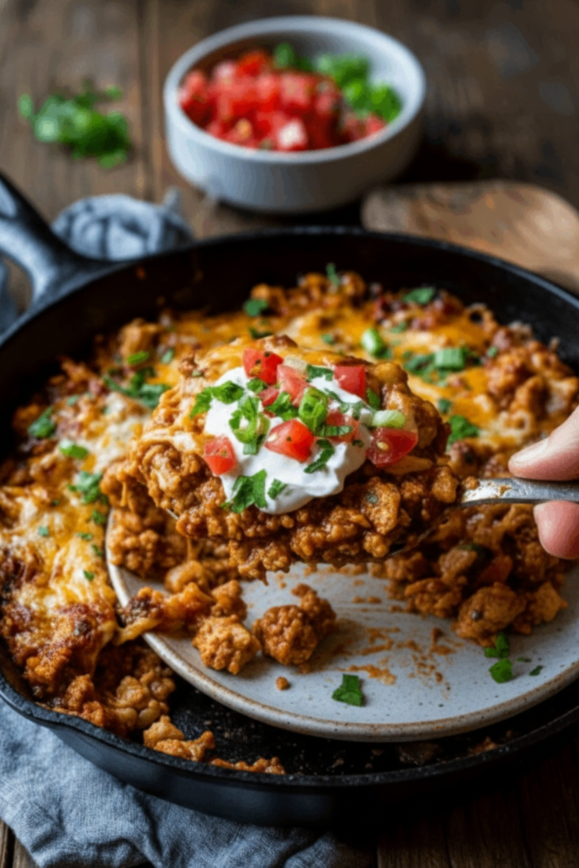 One Pot Keto Low Carb Chicken Enchilada Skillet Recipe