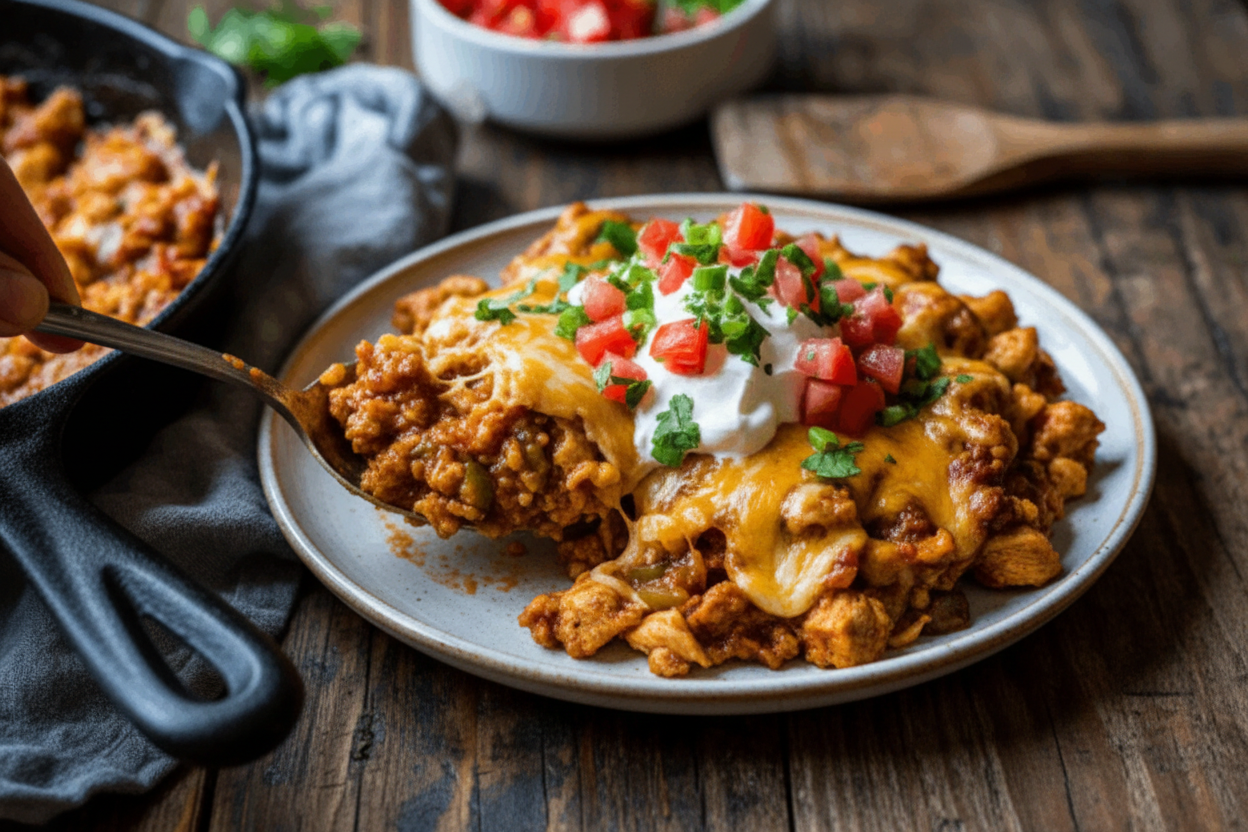 One Pot Keto Chicken Enchilada Skillet