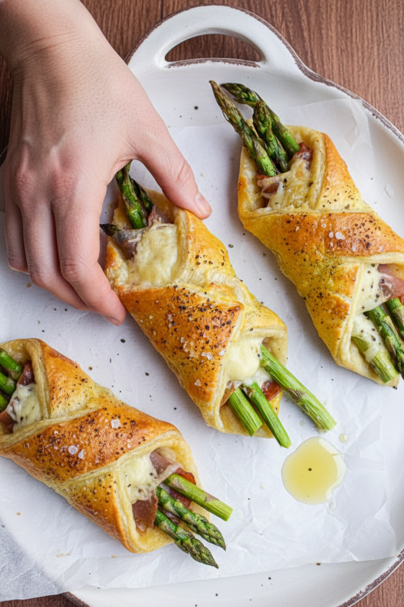 Prosciutto Asparagus Puff Pastry Bundles