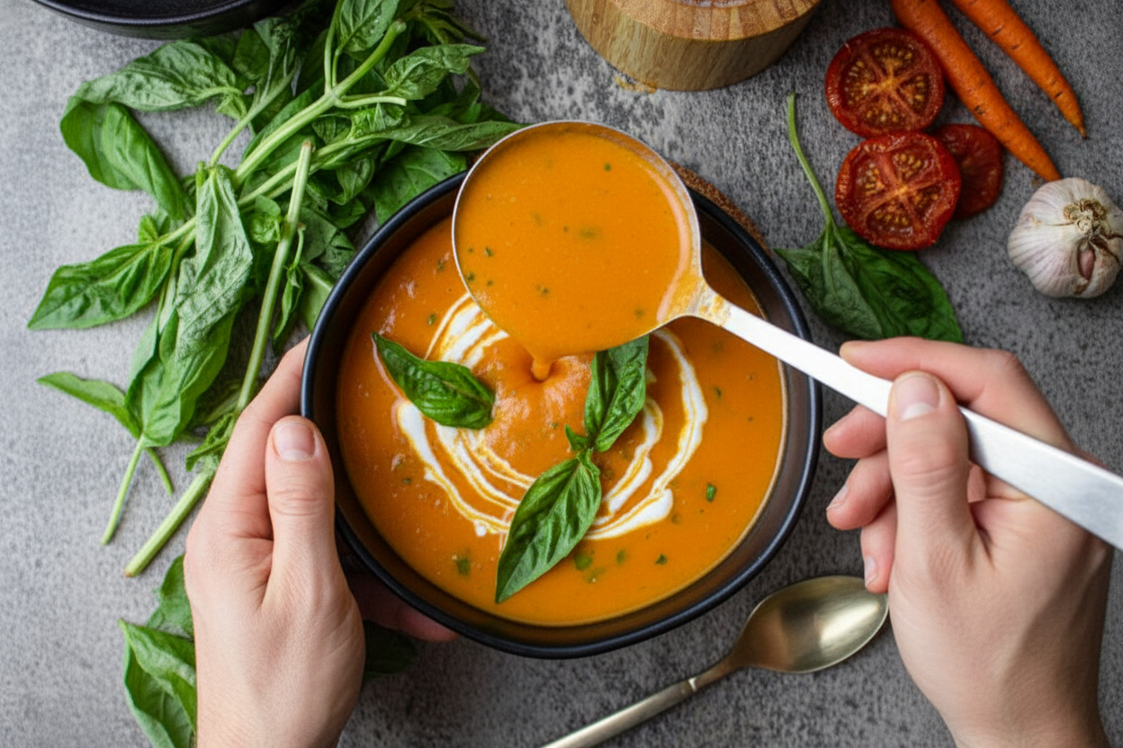 Roasted Tomato Basil Soup Recipe