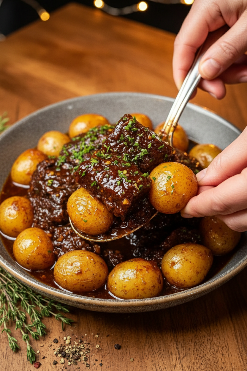 Slow Cooker Garlic Butter Beef with Potatoes