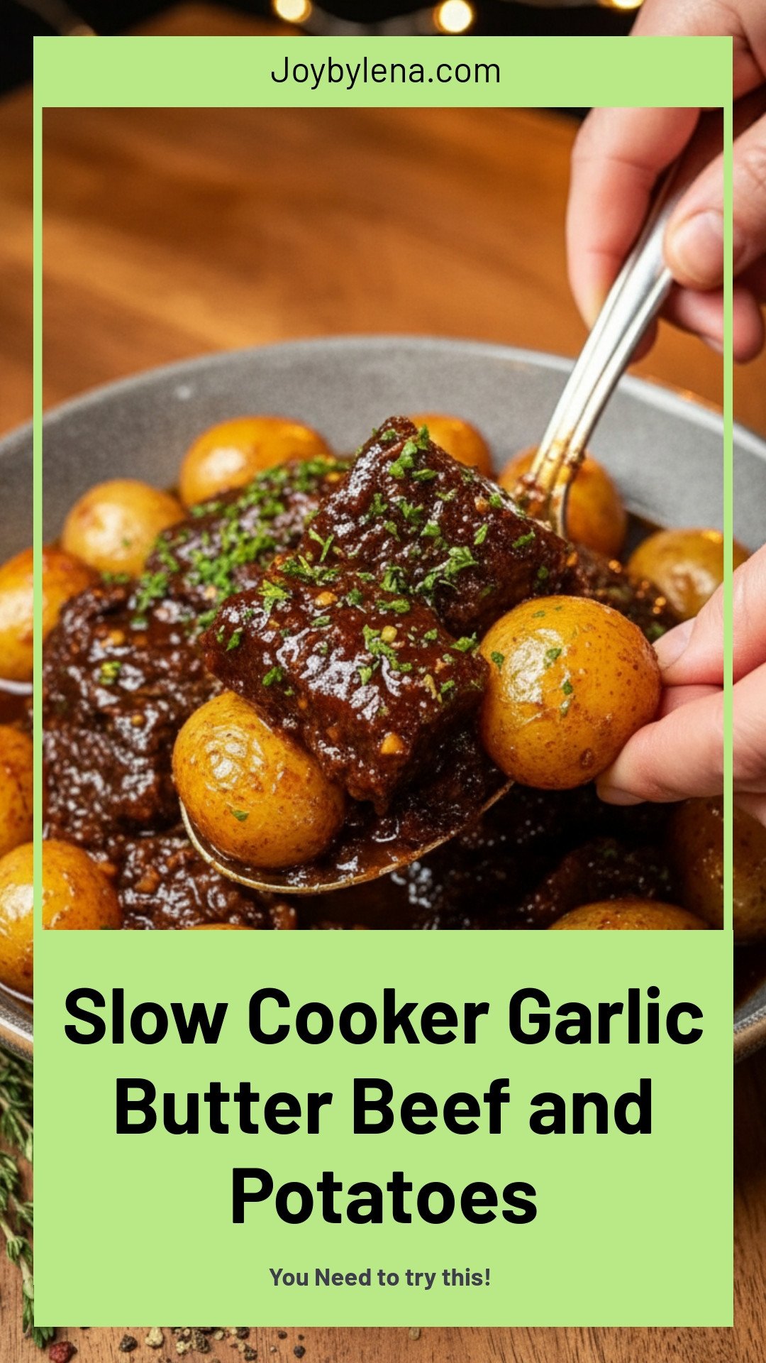 Slow Cooker Garlic Butter Beef with Potatoes