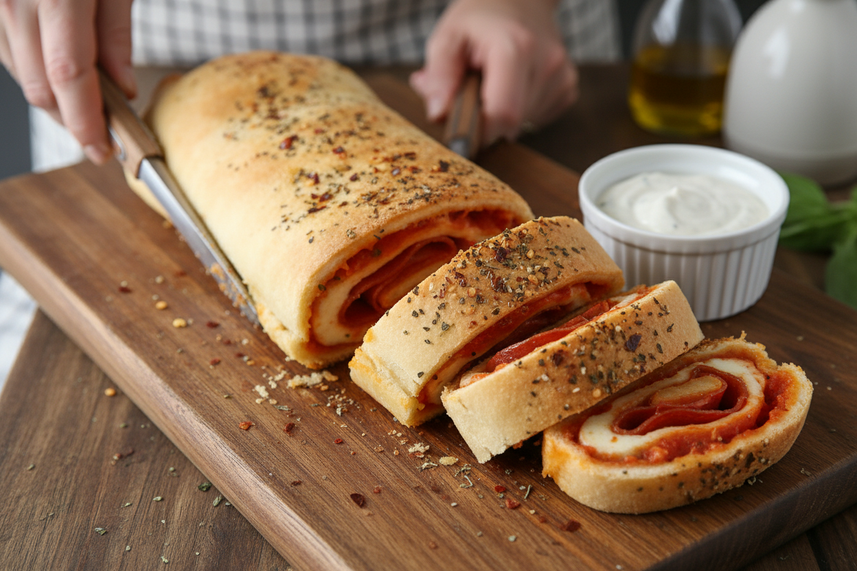 Spicy Stuffed Pizza Bread Recipe