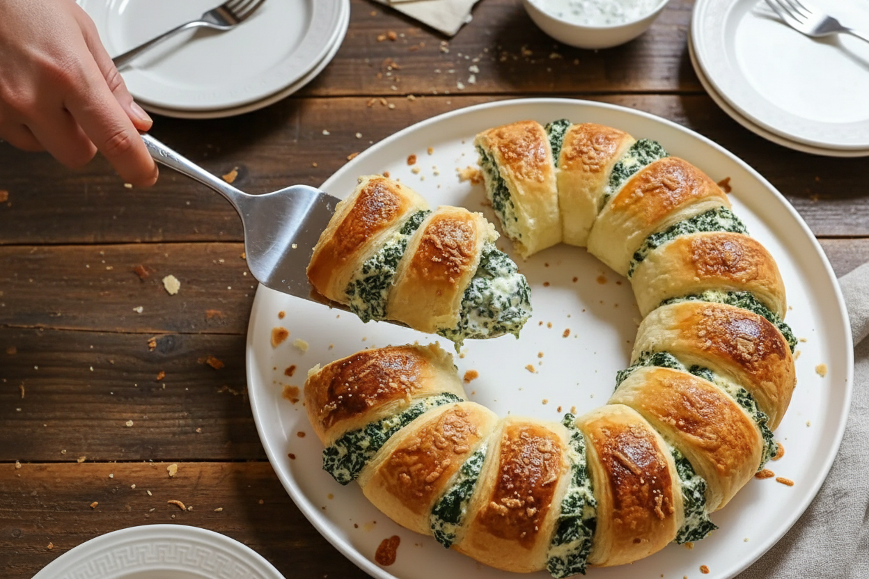 Spinach Dip Crescent Roll Wreath Recipe