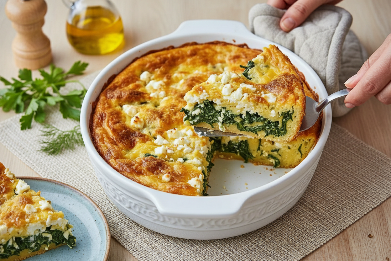 Spinach Feta Clafoutis for Cozy Brunch