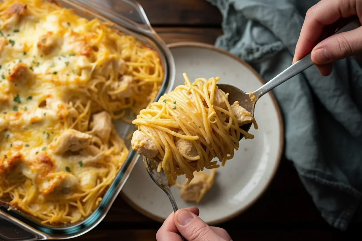 Ultimate Cheesy Chicken Spaghetti Casserole Comfort Food