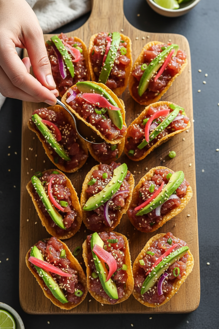Irresistible Tuna Tartare Wonton Tacos for Quick Delights